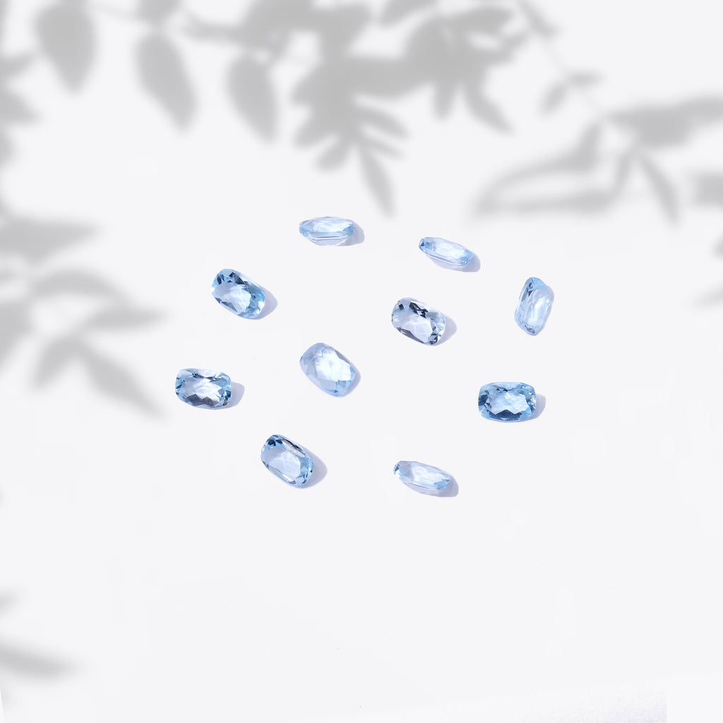 Gemstone Blue Topaz Cushion Checkerboard 5x7 mm