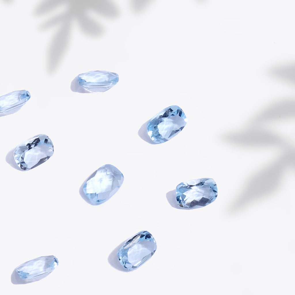 Gemstone Blue Topaz Cushion Checkerboard 5x7 mm