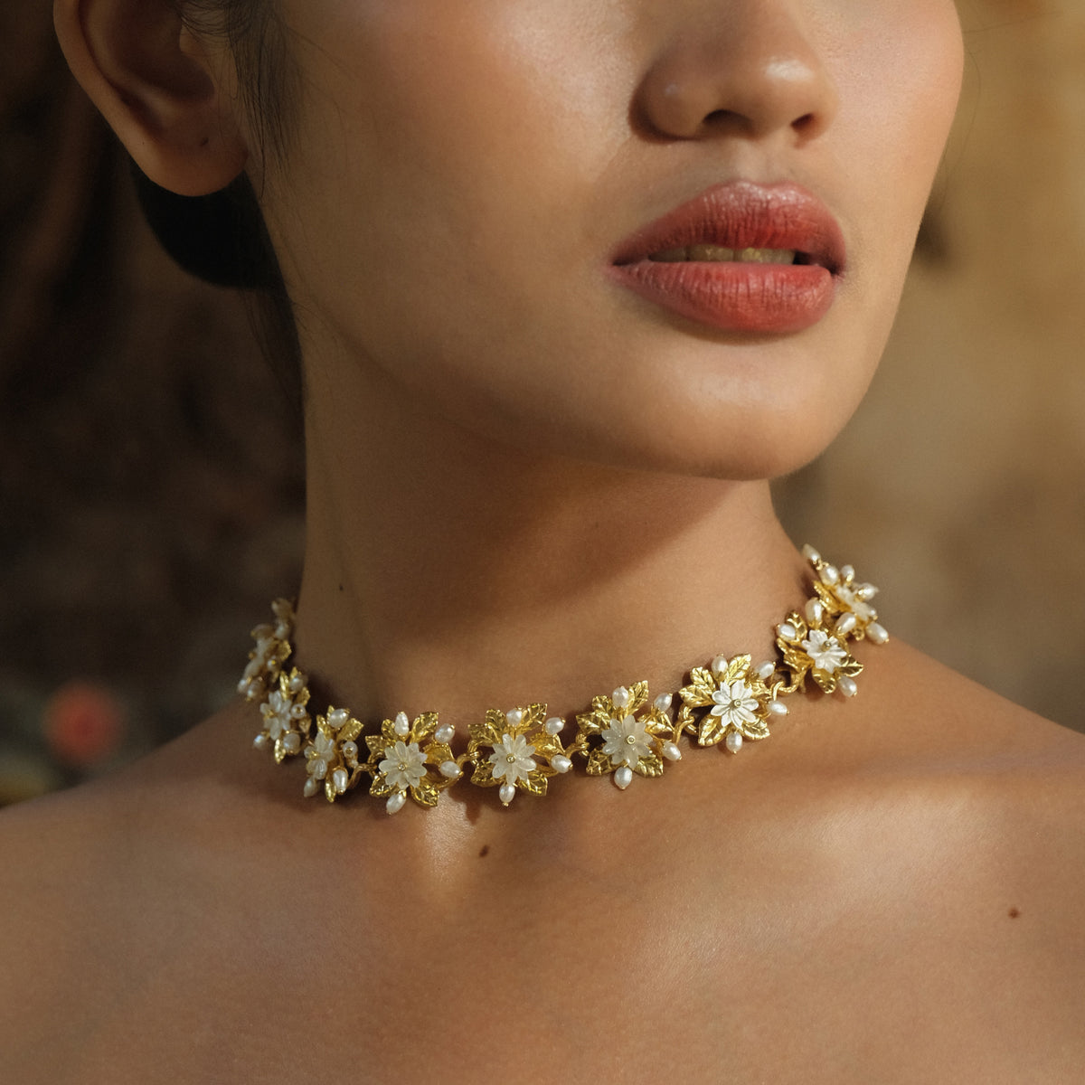 Kalung Choker Multifungsi Perak Koleksi Mutiara Melati Sterling Silver 925 Gold Plated