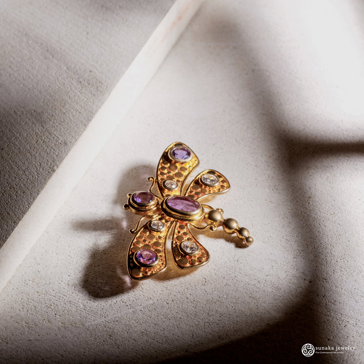 Dragonfly Brooch Bali Gold Plated (small) Sterling Silver 925