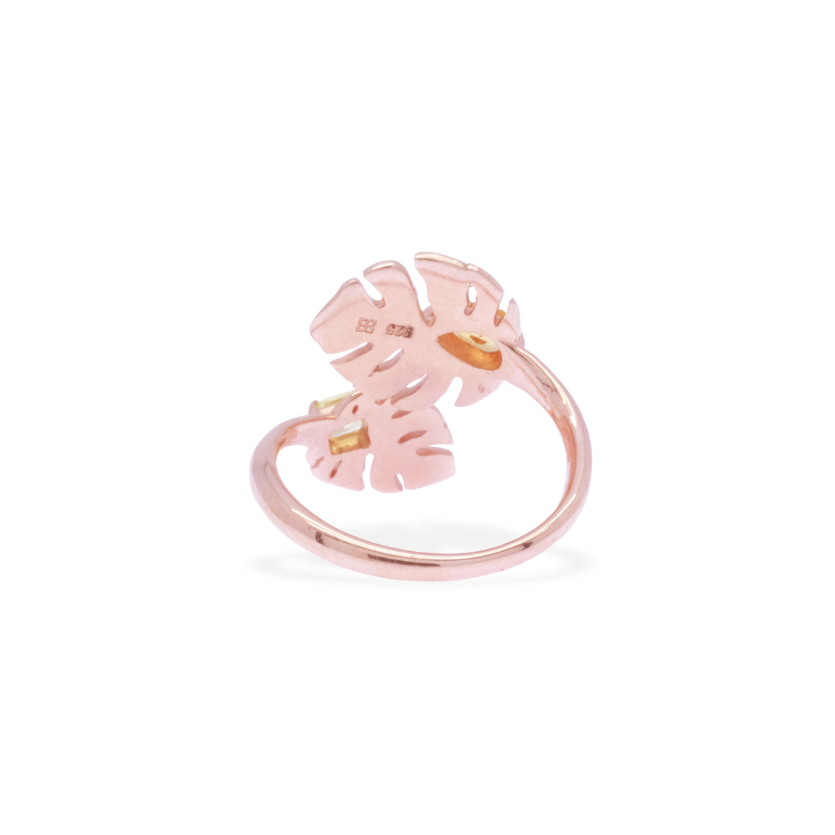 Cincin Adjustable Perak 925 Monstera Rose Gold Plated