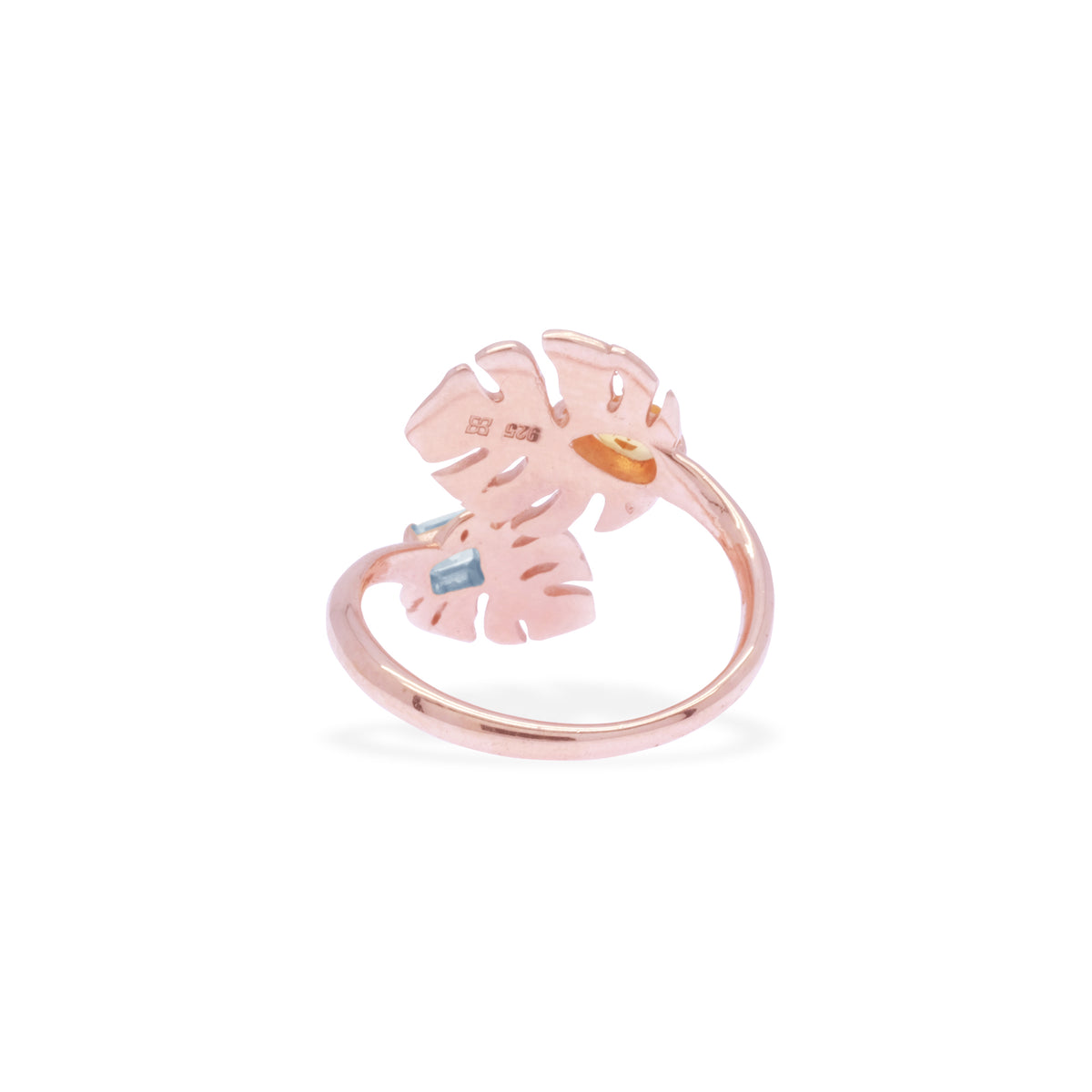 Cincin Adjustable Perak 925 Monstera Rose Gold Plated