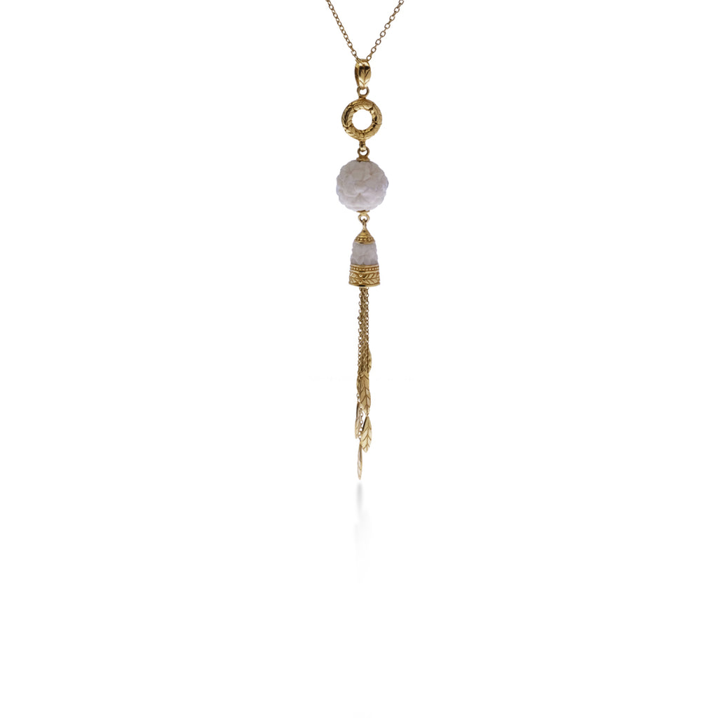 Japanese Collection Tassel Drop Silver Necklace Sterling Silver 925 Gold Plated