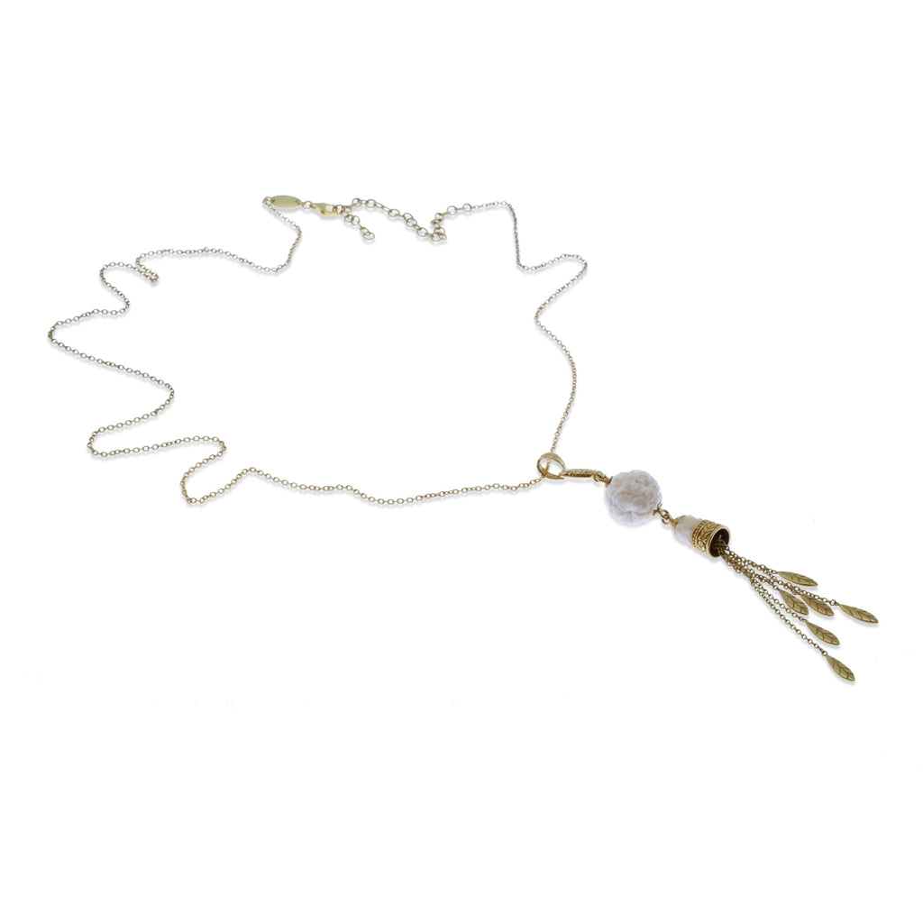 Japanese Collection Tassel Drop Silver Necklace Sterling Silver 925 Gold Plated