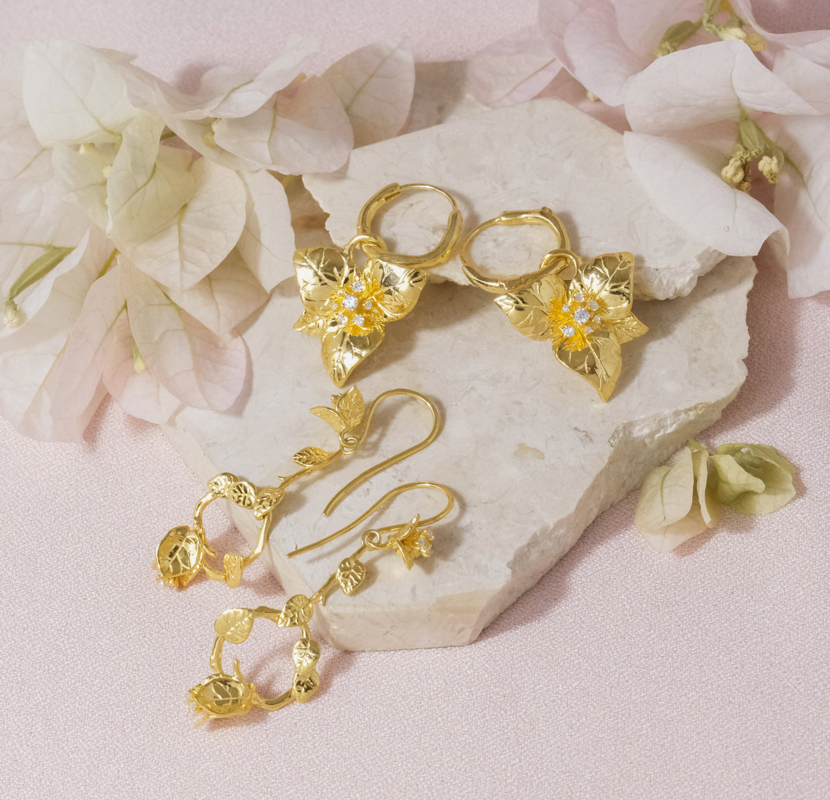 Bougainvillea Sterling Silver 925 Hoop Earrings