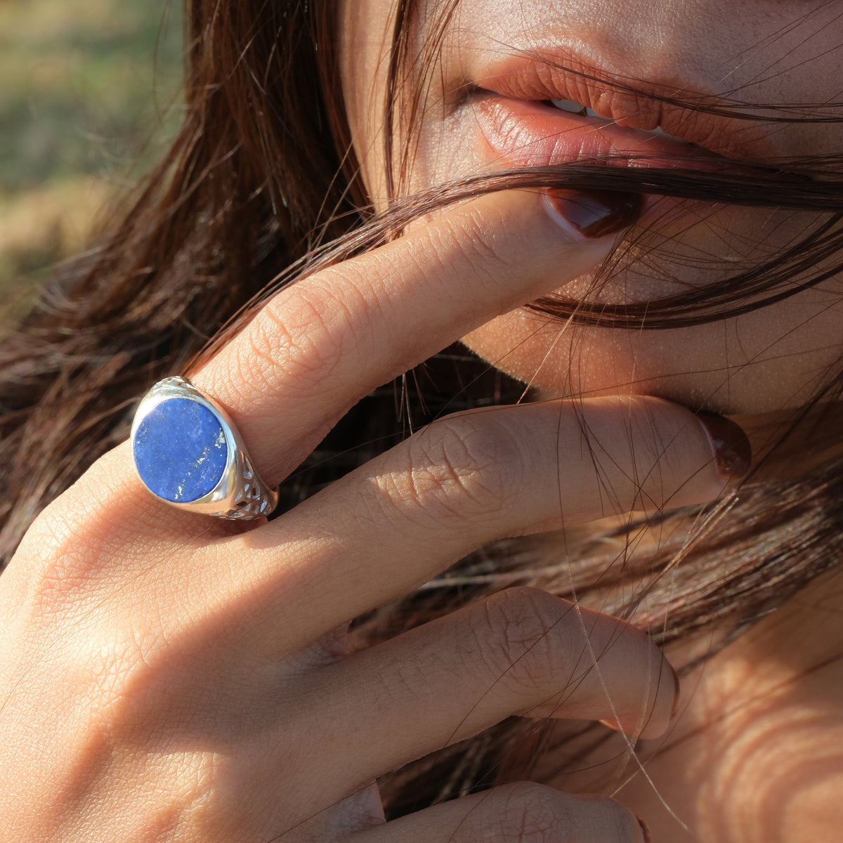 Cincin Signet Bulat Koleksi Jali Sterling Silver 925