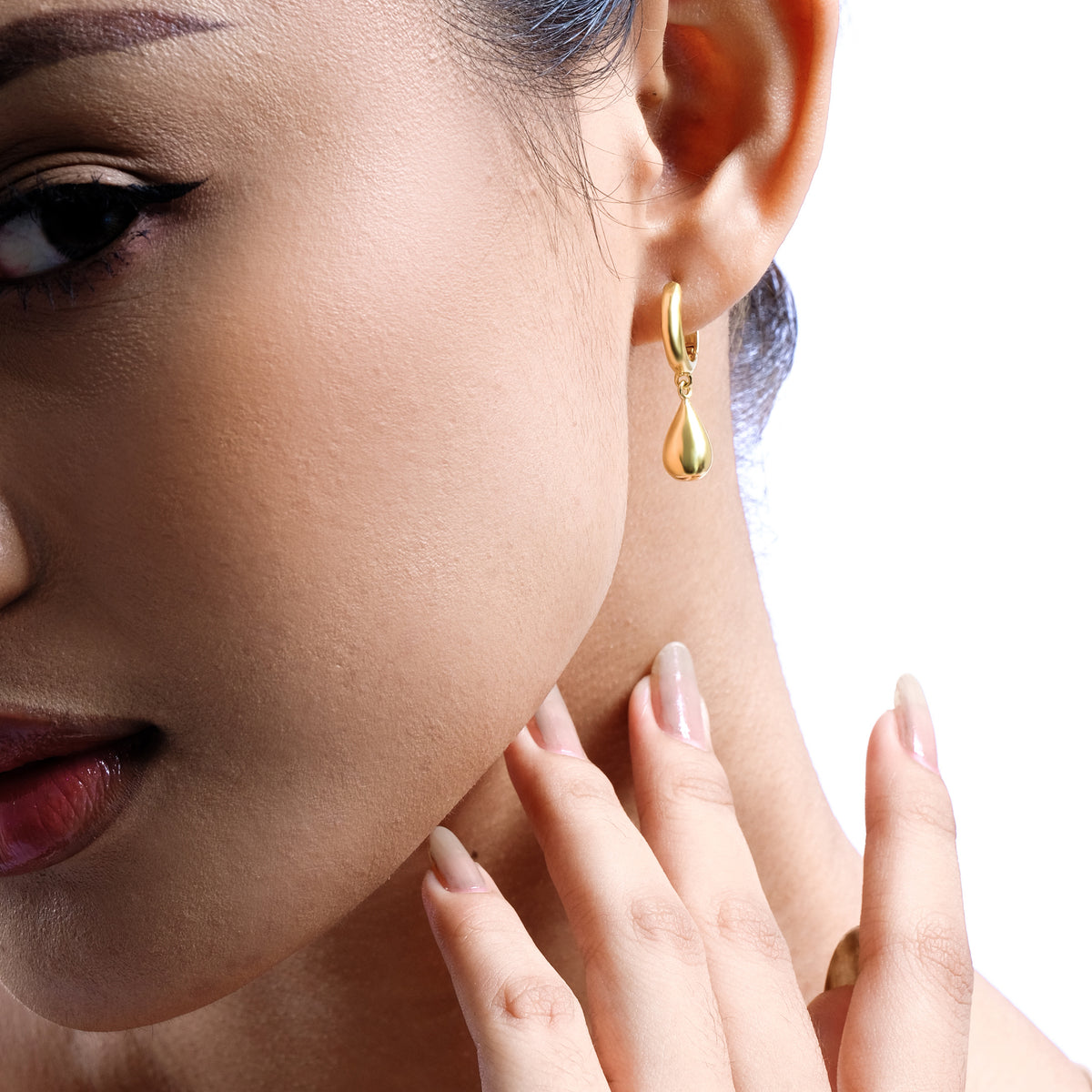 Elara Drop Collection Hoop Earrings 925 Sterling Silver Gold Plated