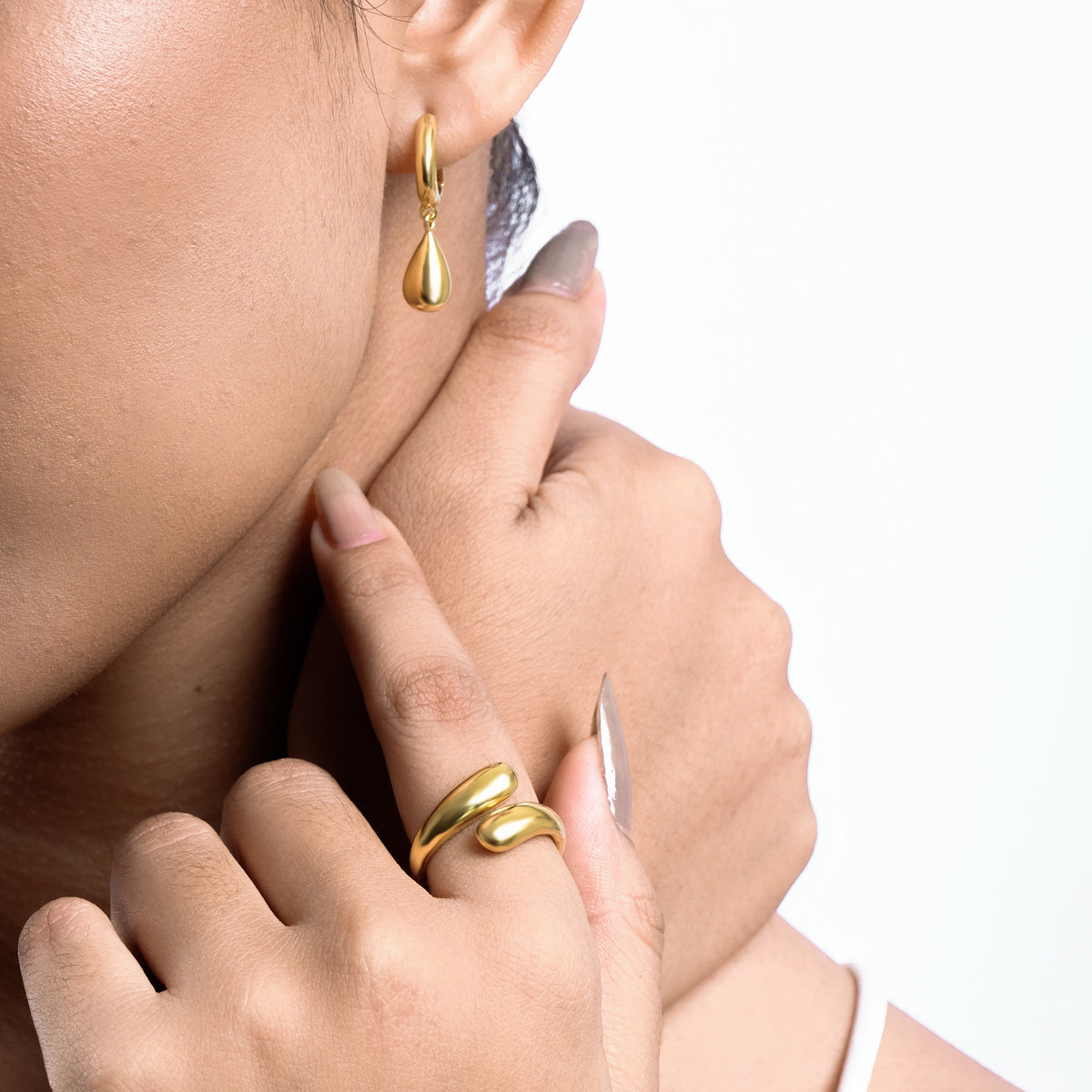 Elara Drop Collection Hoop Earrings 925 Sterling Silver Gold Plated