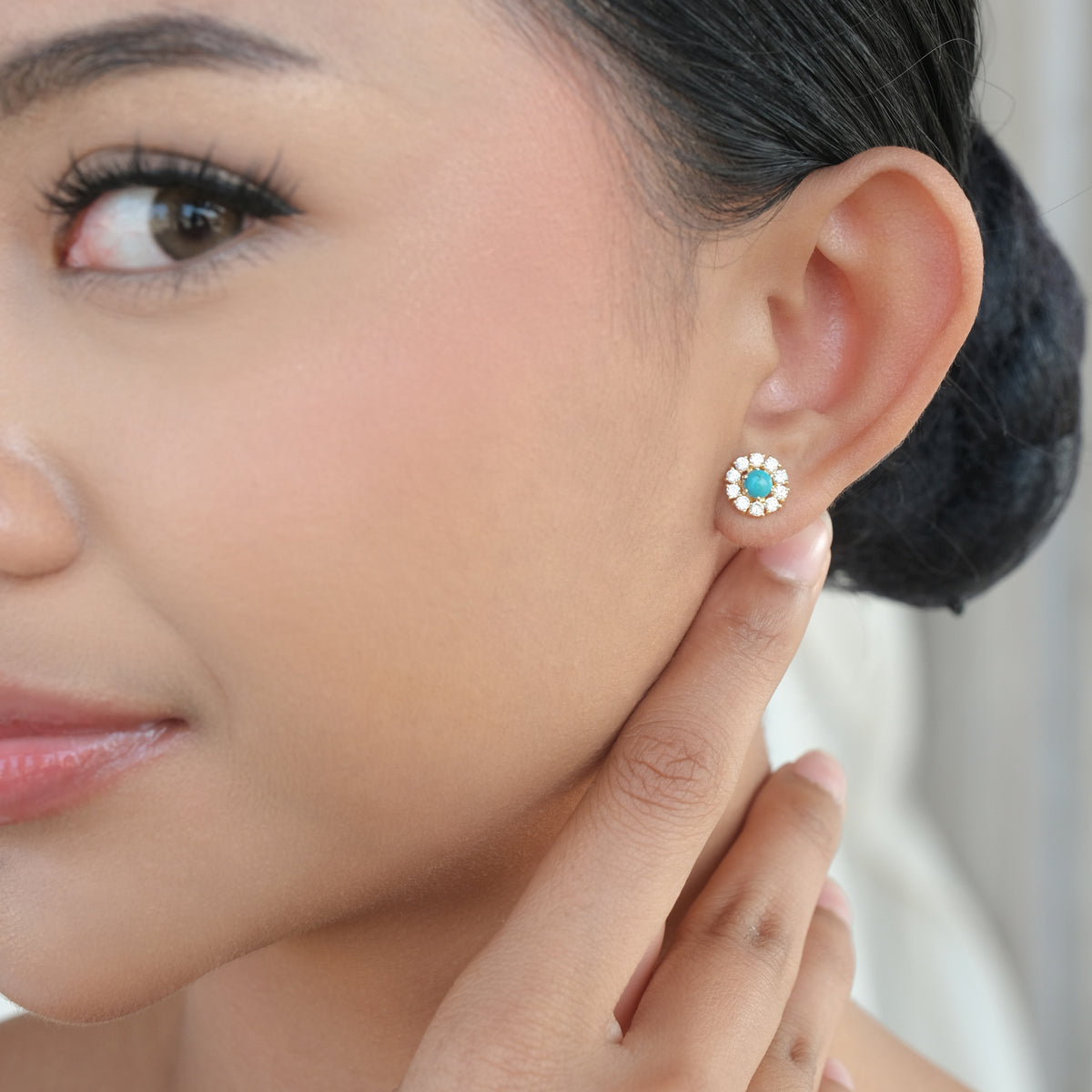 Anting Stud Flower 2 in 1 Perak 925 Koleksi Azzura