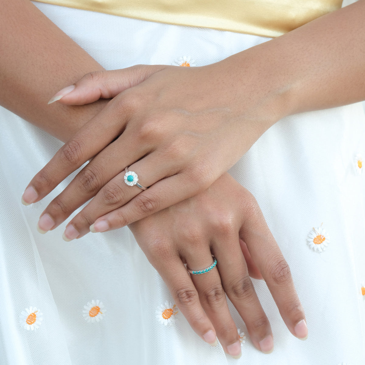 Cincin Half Tourquise Perak 925 Koleksi Azzura