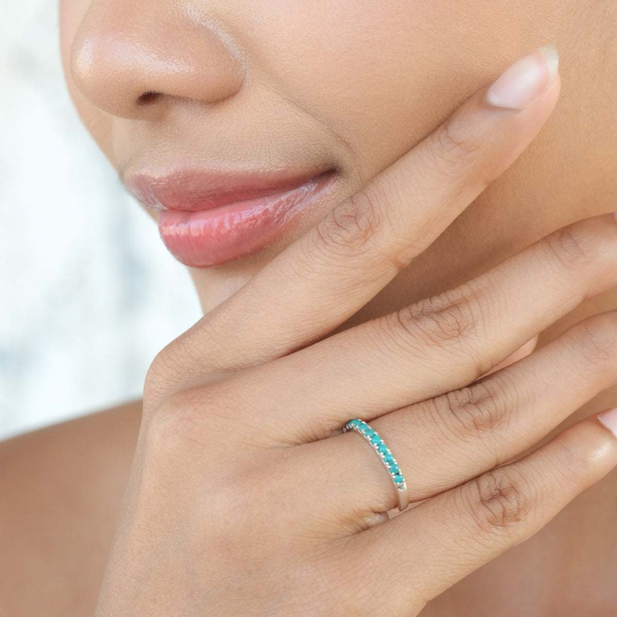 Cincin Half Tourquise Perak 925 Koleksi Azzura