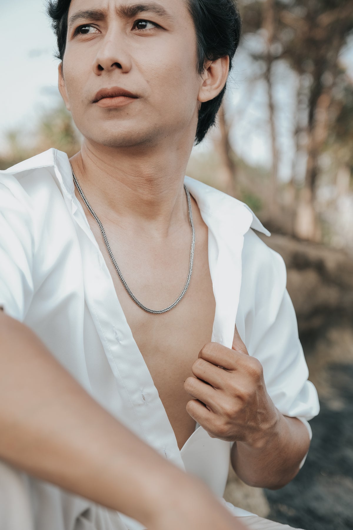Men's 925 Silver Braided Necklace by Sunaka Jewelry, Sutramala Karna Collection