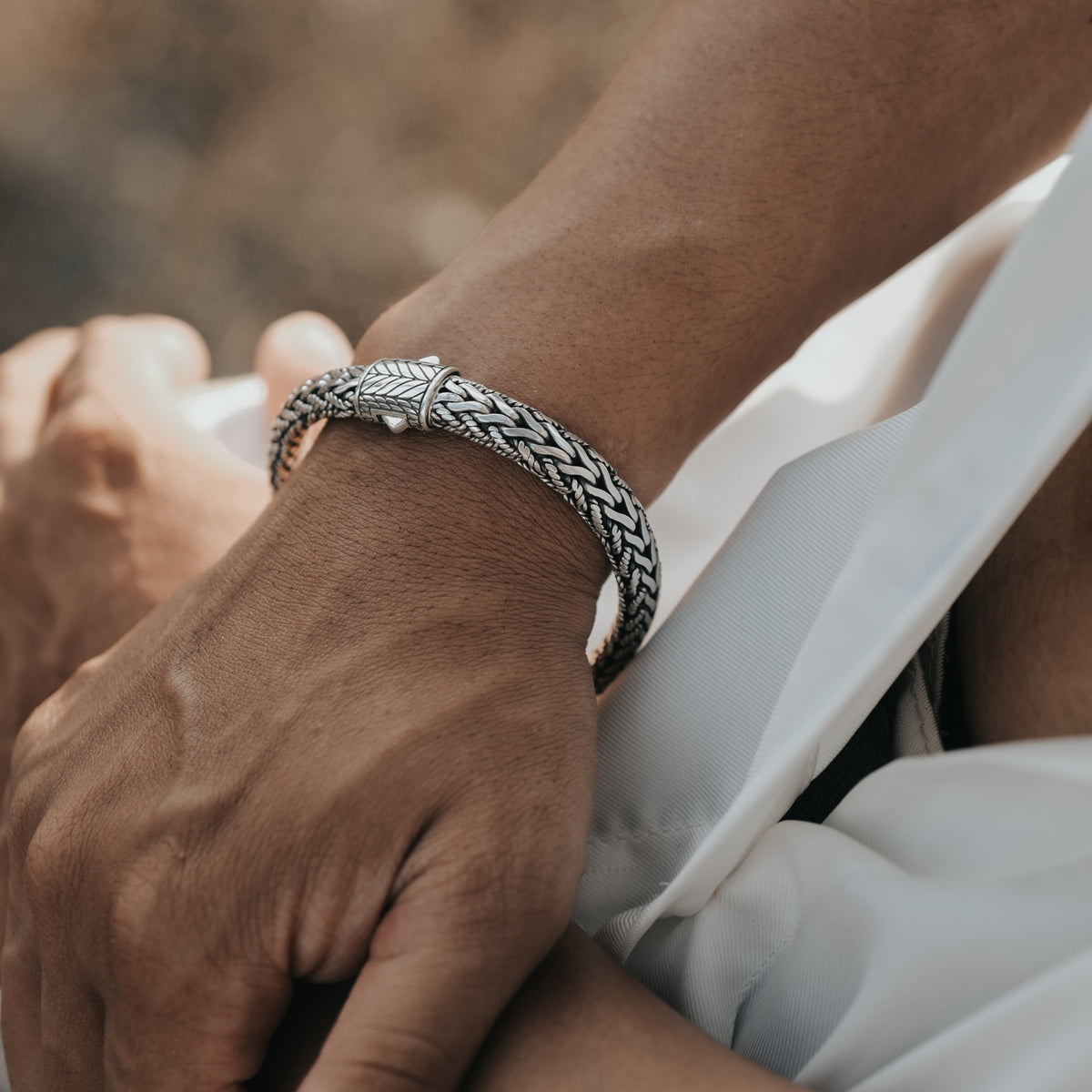 Gelang Anyaman Perak 925 Pria Sunaka Jewelry Koleksi Sutramala Bisma
