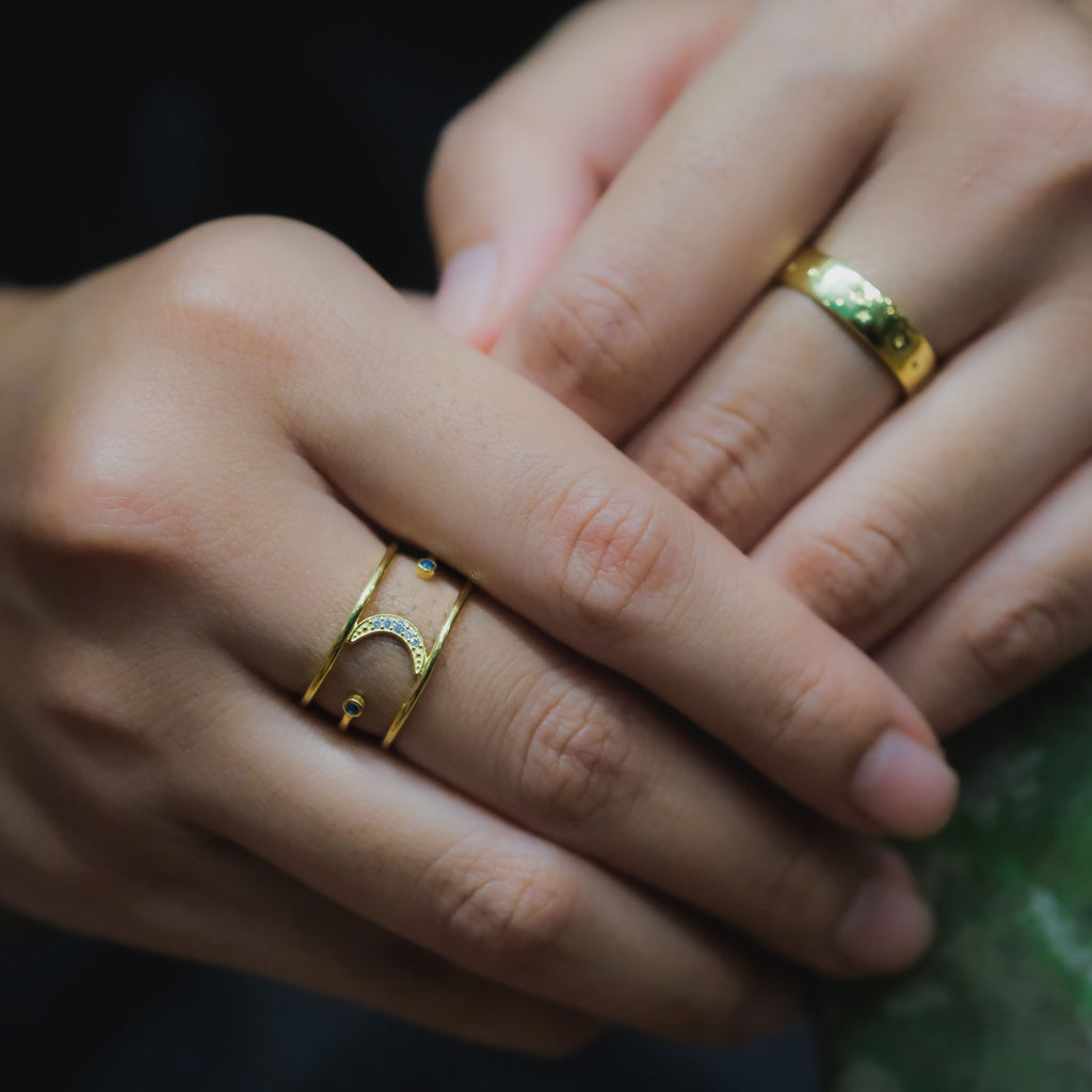 Selene Collection Sterling Silver 925 Gold Plated Adjustable Ring