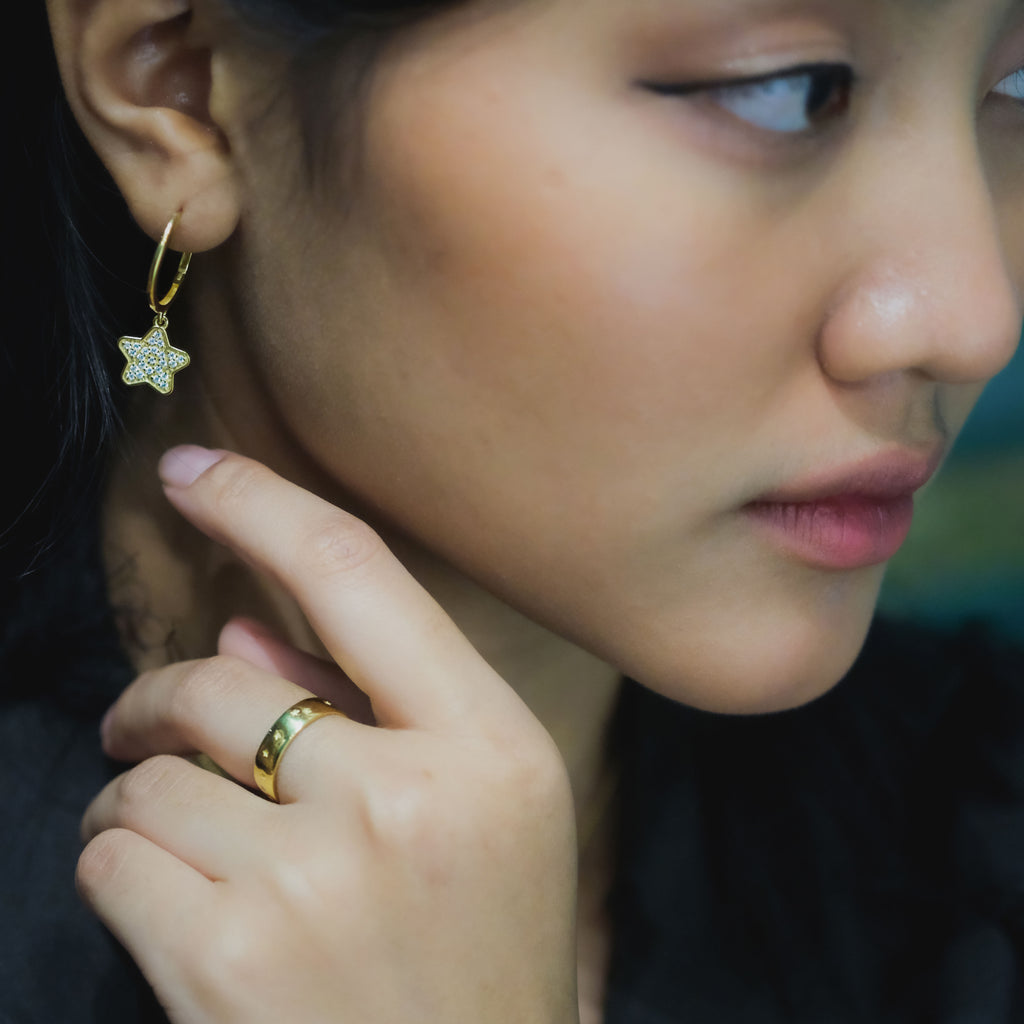 Anting Hoop Perak Koleksi Selene Sterling Silver 925 Gold Plated