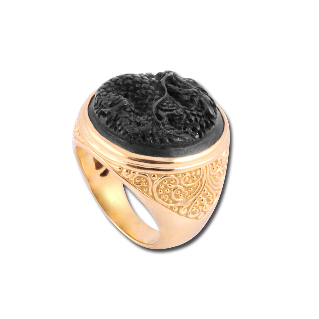 925 Sterling Silver Gold Plated Dragon Collection Ring
