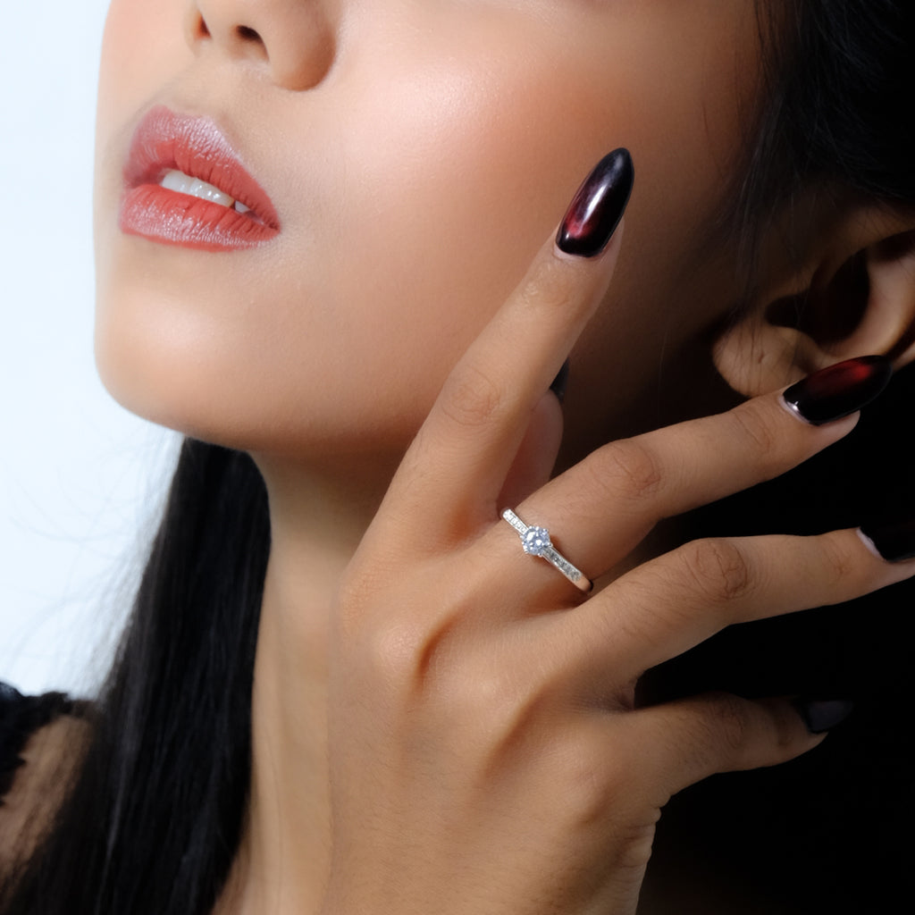 Cincin Couple Pave Solitaire Perak 925 Koleksi Amoria