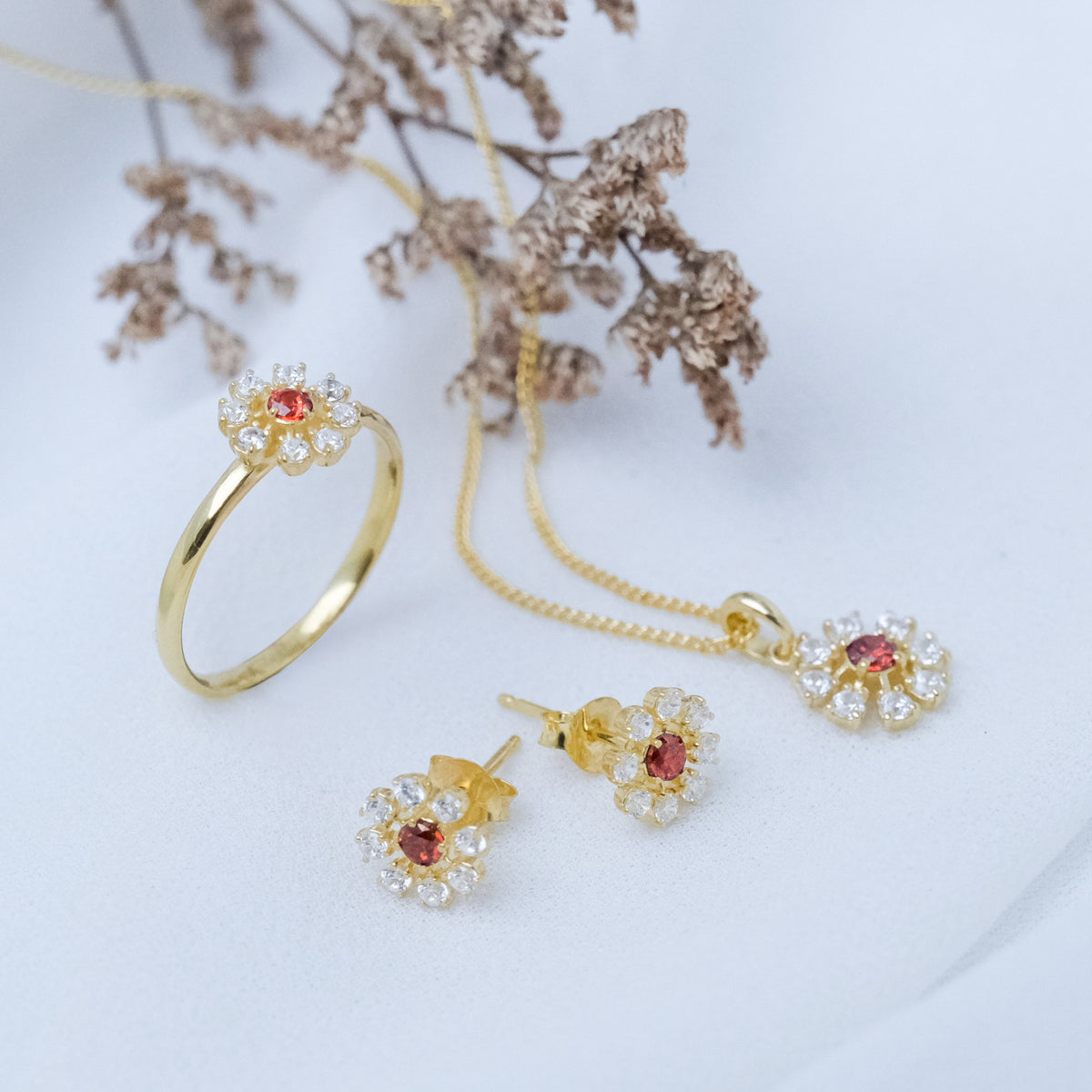 Anting Stud Koleksi Coreopsis Sterling Silver 925 Gold Plated