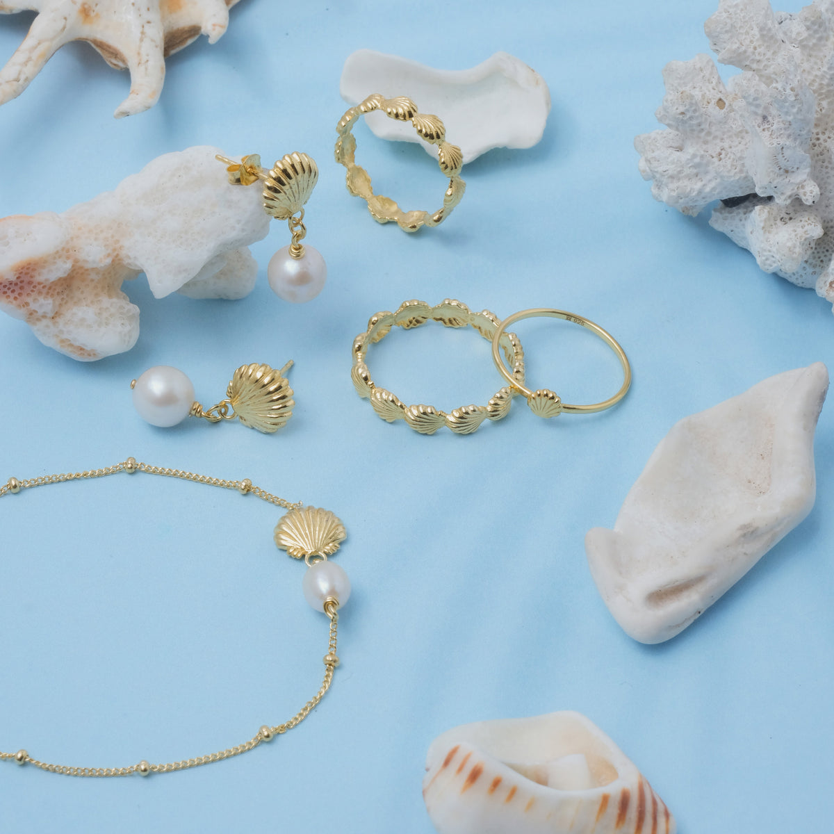 Shell Collection Sterling Silver 925 Chain Bracelet