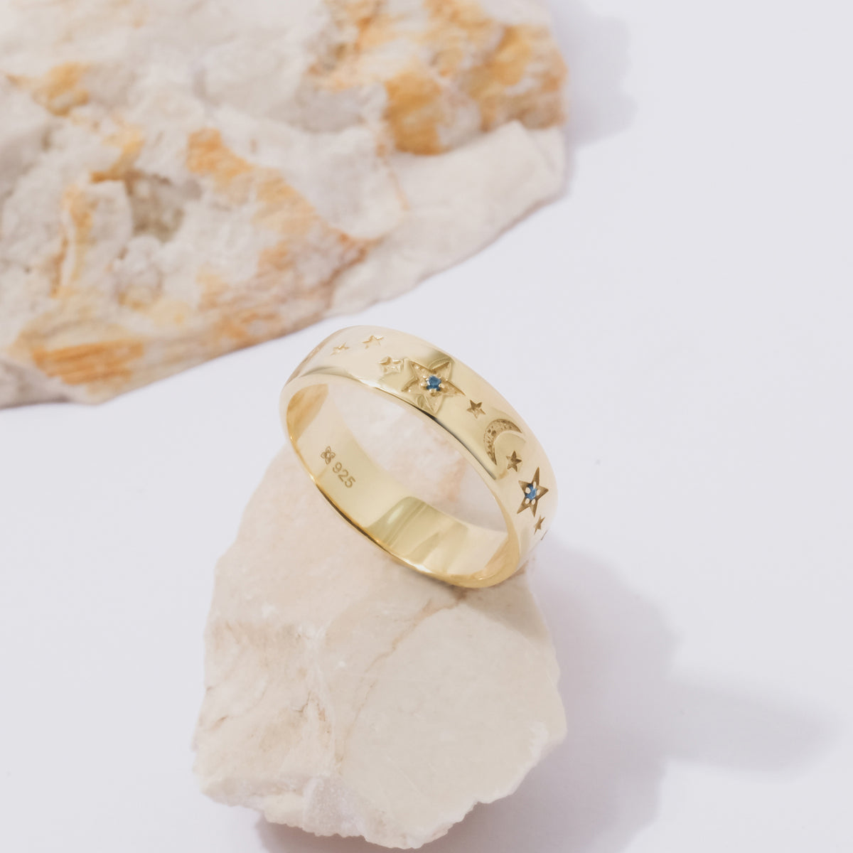 Selene Collection Sterling Silver 925 Gold Plated Band Ring