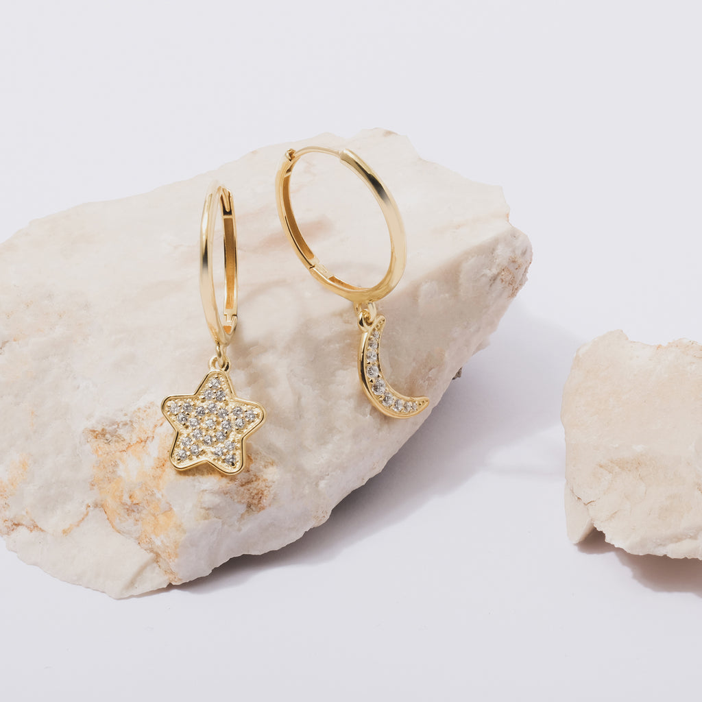 Anting Hoop Perak Koleksi Selene Sterling Silver 925 Gold Plated