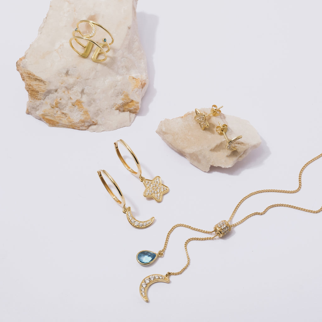 Anting Hoop Perak Koleksi Selene Sterling Silver 925 Gold Plated