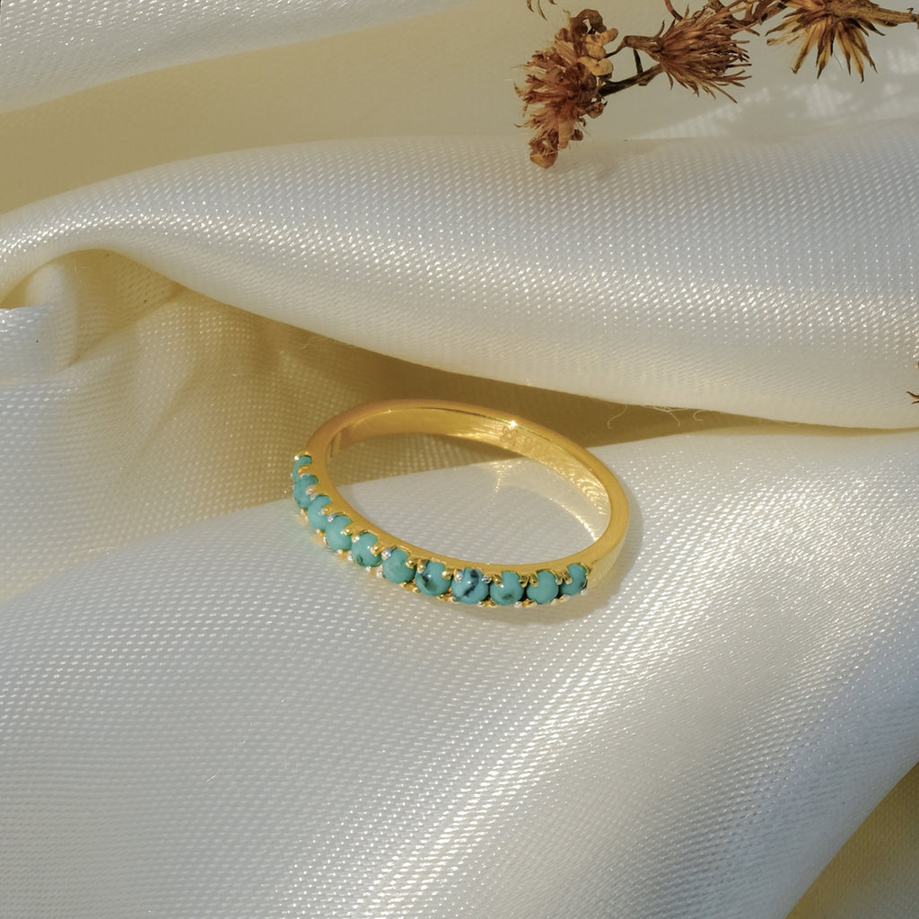 Cincin Half Tourquise Perak 925 Koleksi Azzura
