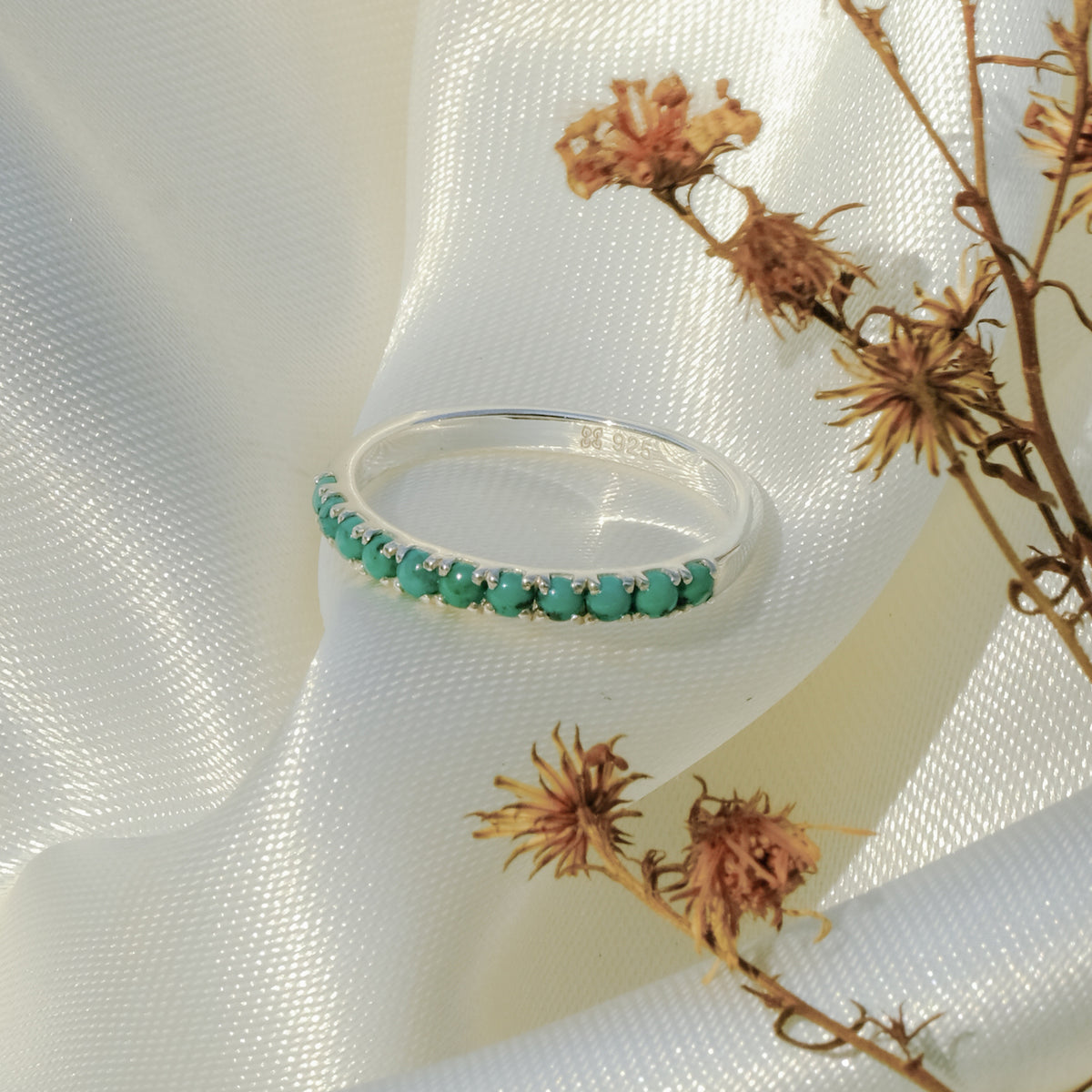 Cincin Half Tourquise Perak 925 Koleksi Azzura