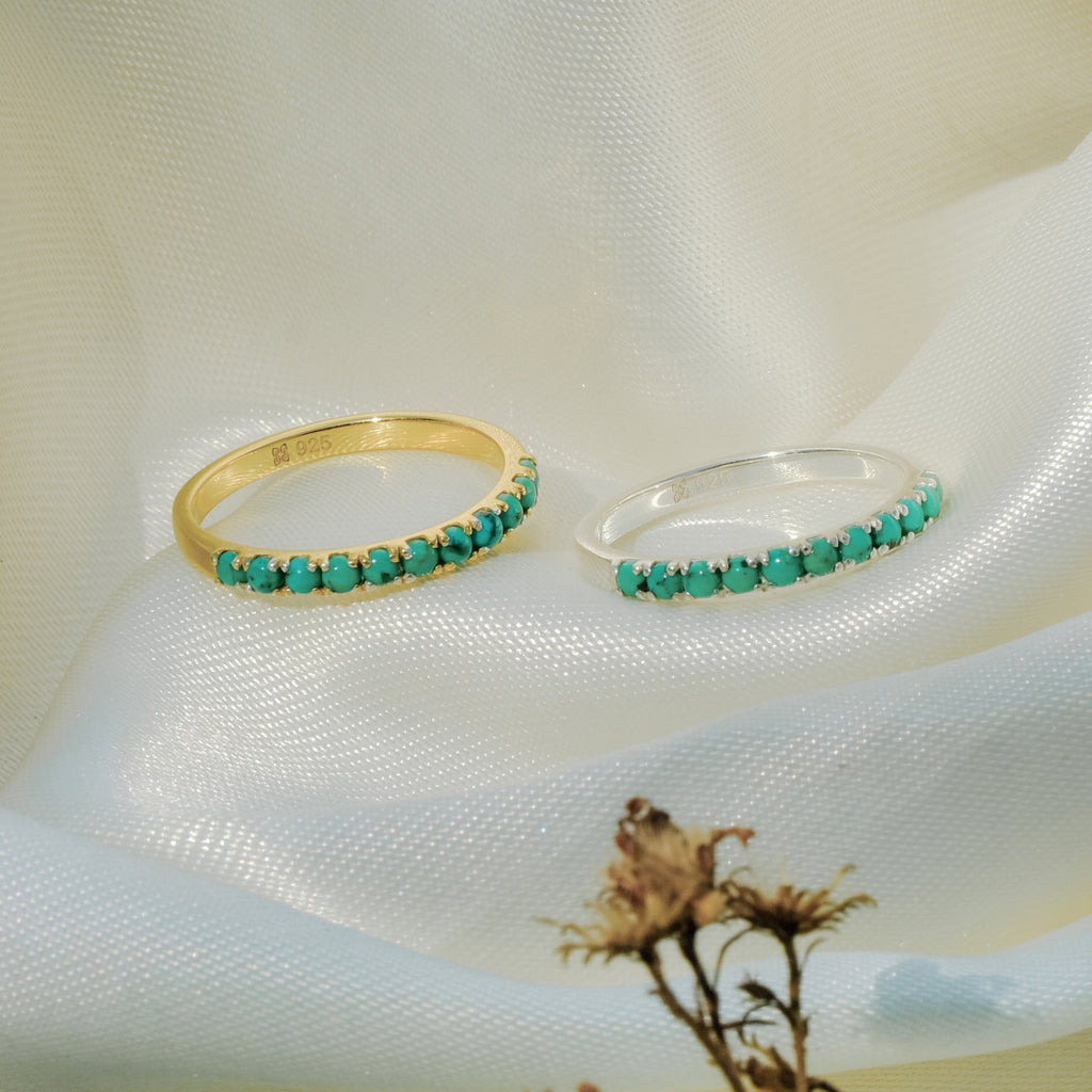 Cincin Half Tourquise Perak 925 Koleksi Azzura