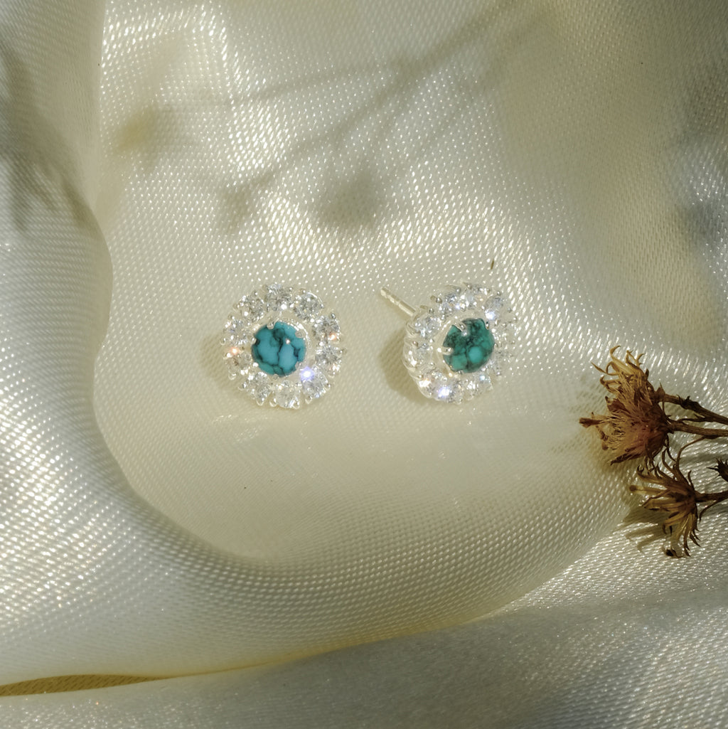 Anting Stud Flower 2 in 1 Perak 925 Koleksi Azzura