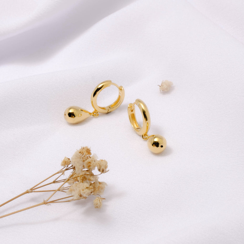 Elara Drop Collection Hoop Earrings 925 Sterling Silver Gold Plated