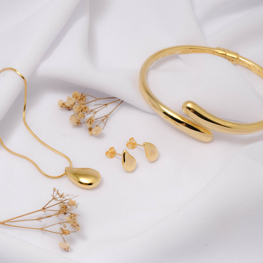 Elara Drop Stud Earrings Collection Sterling Silver 925 Gold Plated