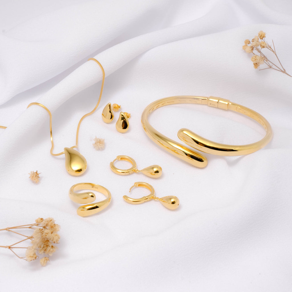 Elara Drop Collection Sterling Silver 925 Gold Plated Necklace