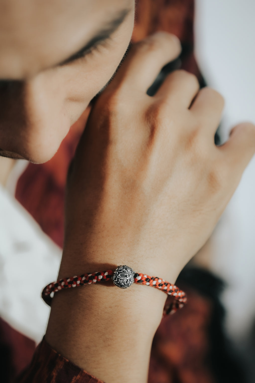 925 Sterling Silver Barong Braided Rope Black Oxidized Bracelet