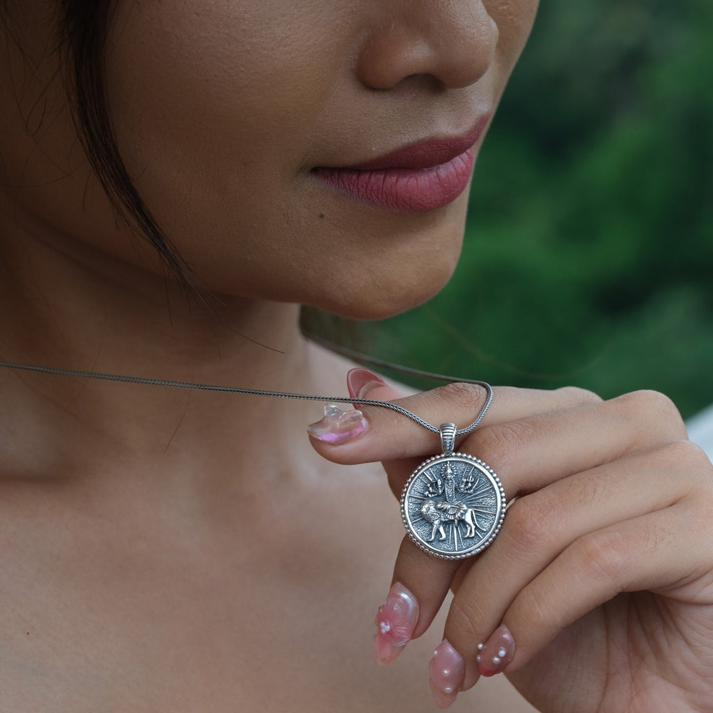 Durga Silver Pendant Goddess Amulet Sterling Silver Collection