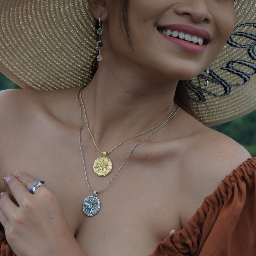 Durga Silver Pendant Goddess Amulet Sterling Silver Collection