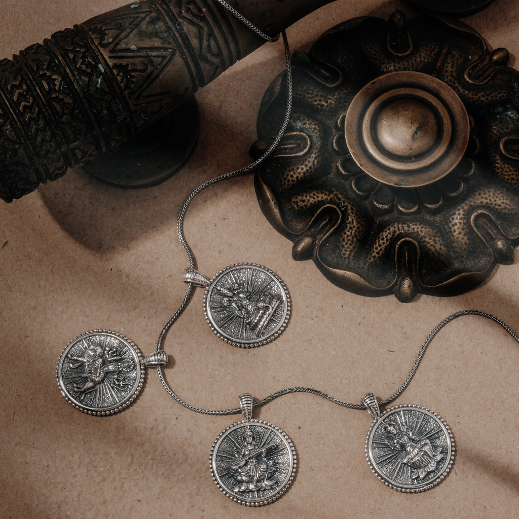 Durga Silver Pendant Goddess Amulet Sterling Silver Collection