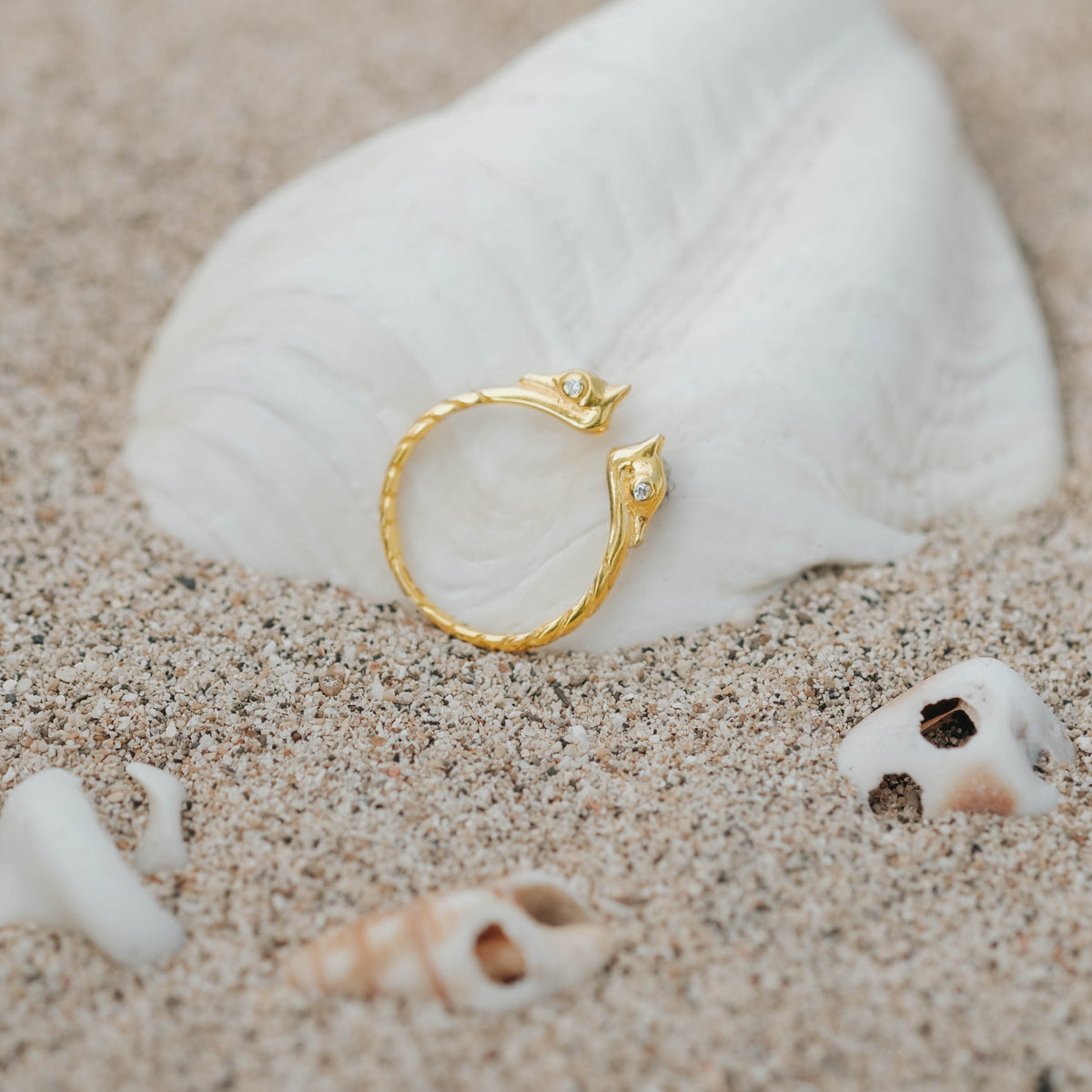 Seahorse Collection Sterling Silver 925 Gold Plated Ring