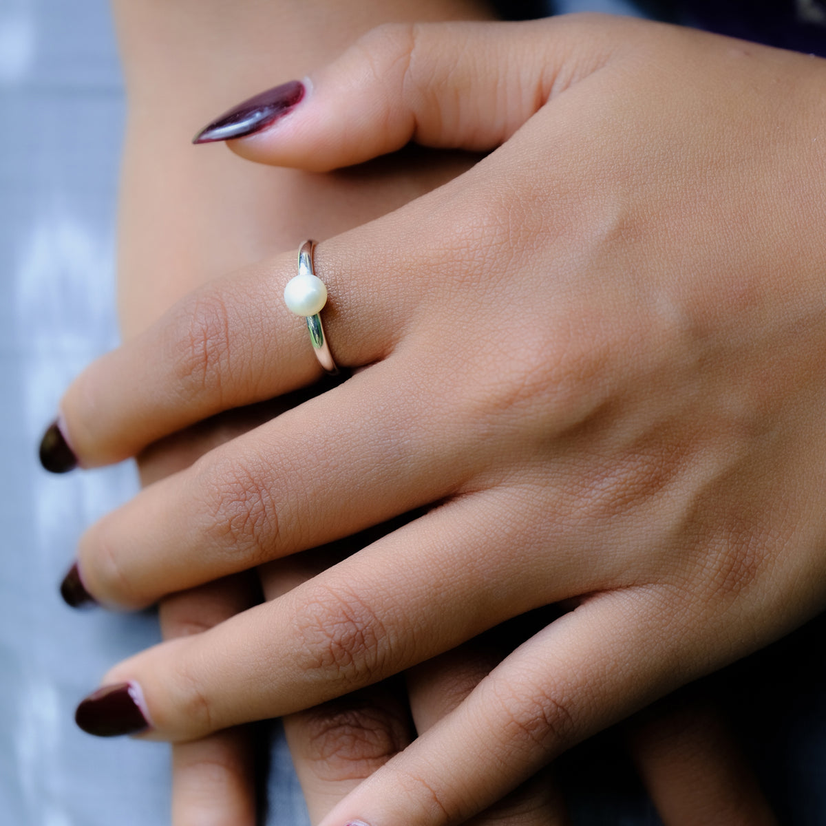 Lumine Pearl Sterling Silver 925 Round Gold Plated Ring