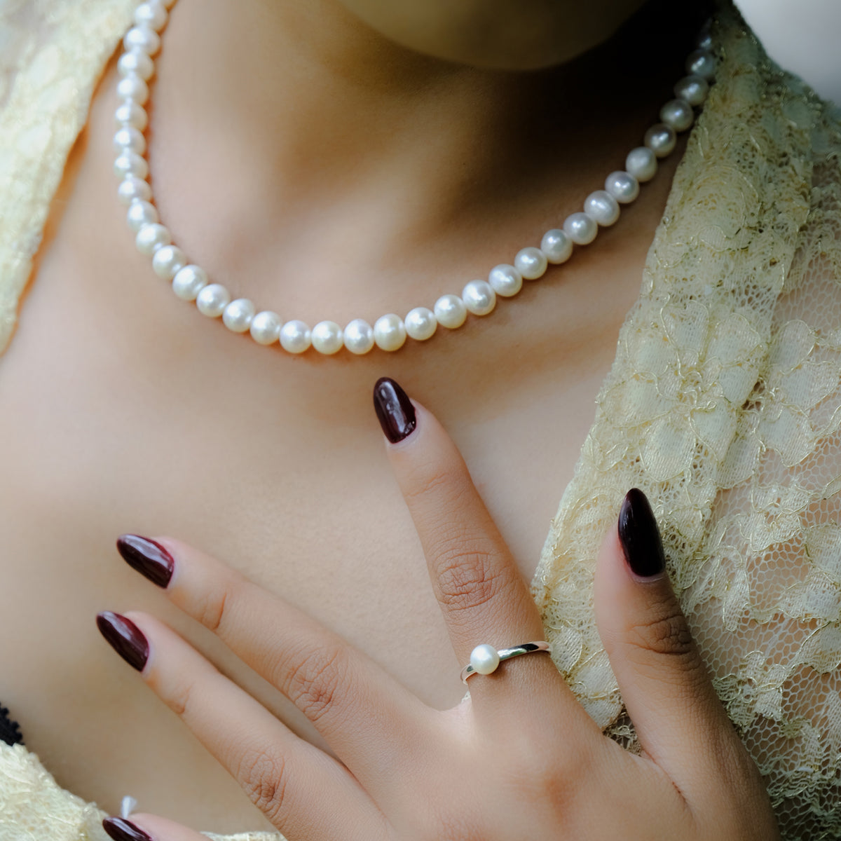 Lumine Pearl Sterling Silver 925 Round Gold Plated Ring