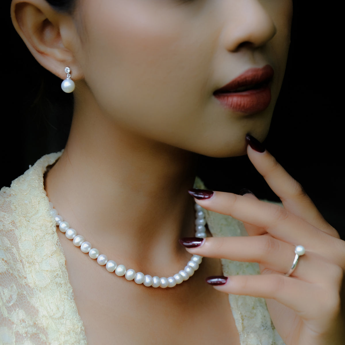 Anting Stud Koleksi Lumine Pearl Sterling Silver 925