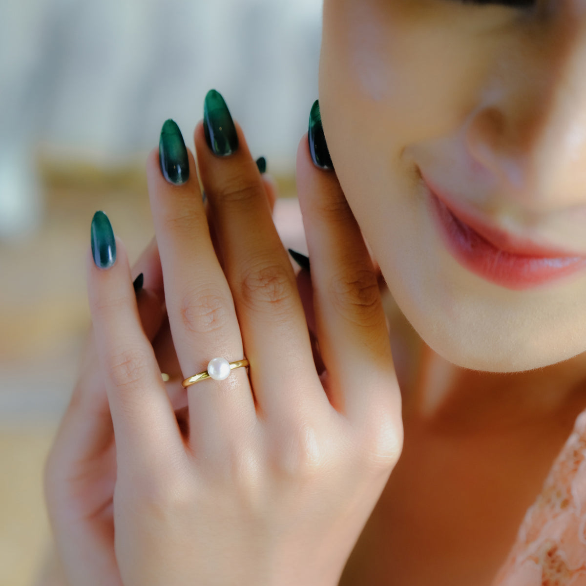 Adjustable Gold Plated Ring Lumine Pearl Collection 925 Sterling Silver