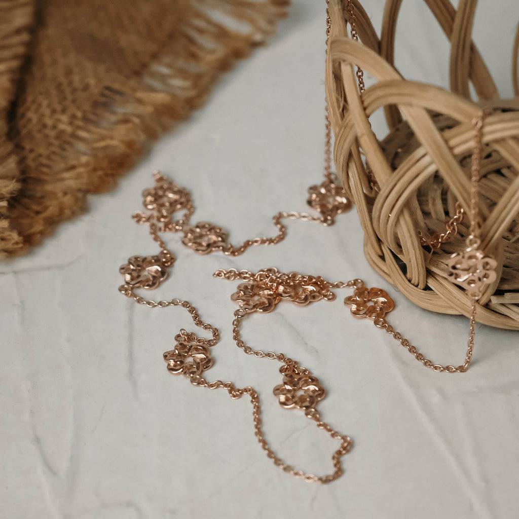 925 Sterling Silver Rose Gold Plated Woven Necklace
