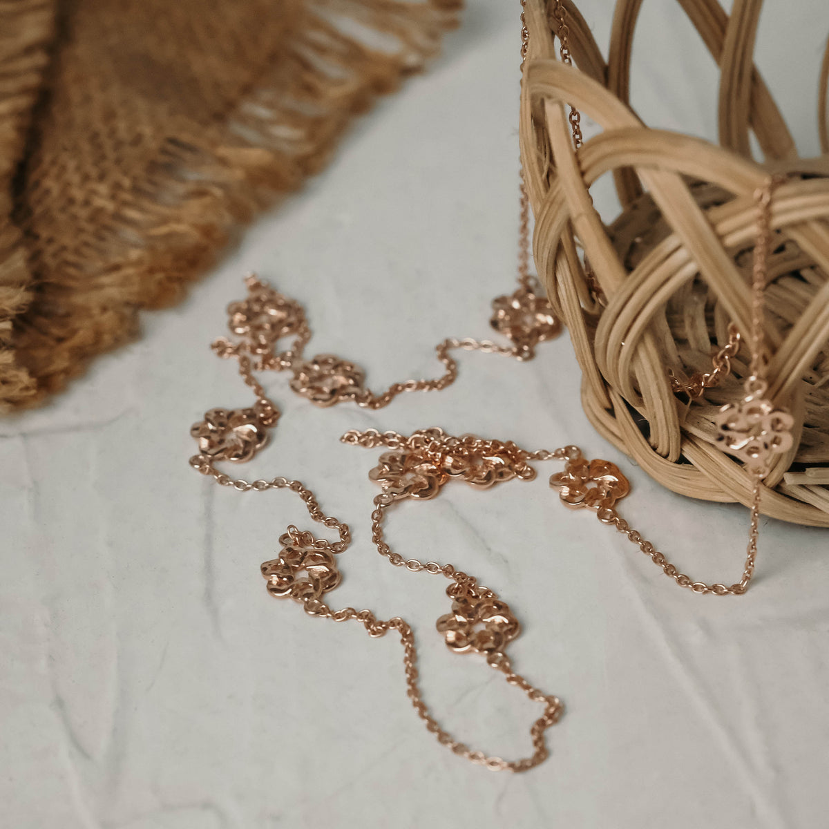 925 Sterling Silver Rose Gold Plated Woven Necklace