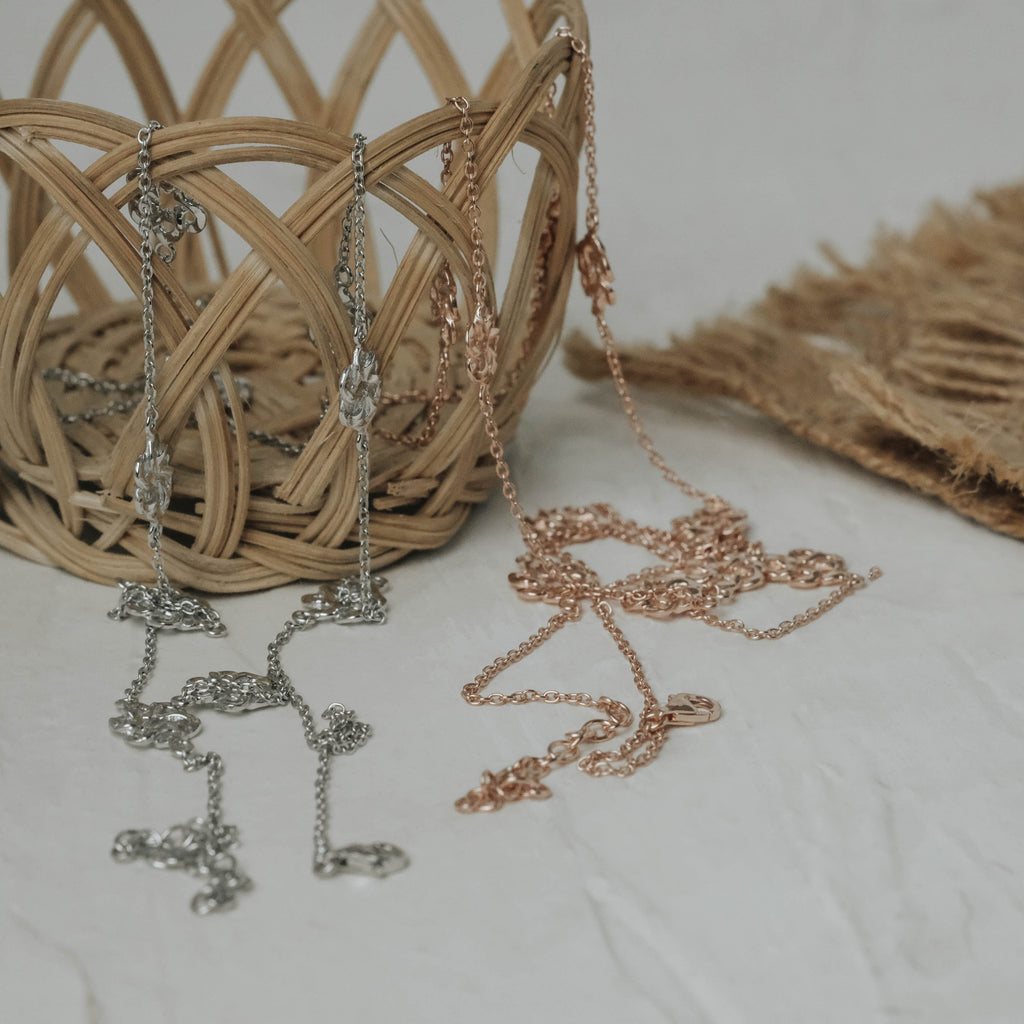 925 Sterling Silver Rose Gold Plated Woven Necklace