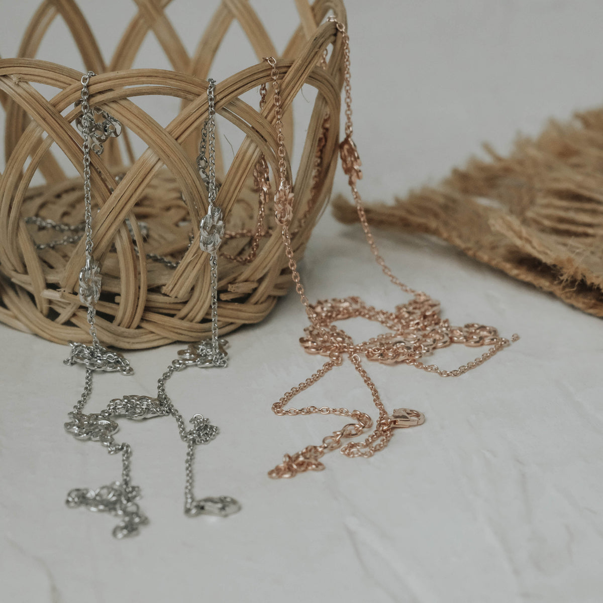 925 Sterling Silver Rose Gold Plated Woven Necklace