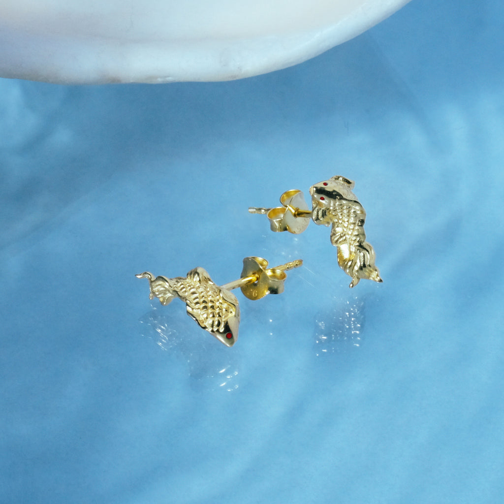 Anting Stud Perak Yamabuki Sterling Silver 925 Gold Plated