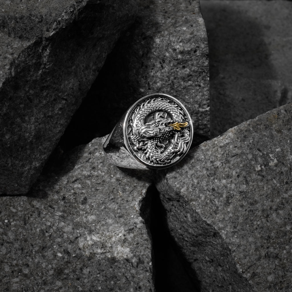 Dragon Collection Silver Signet Ring Sterling Silver 925
