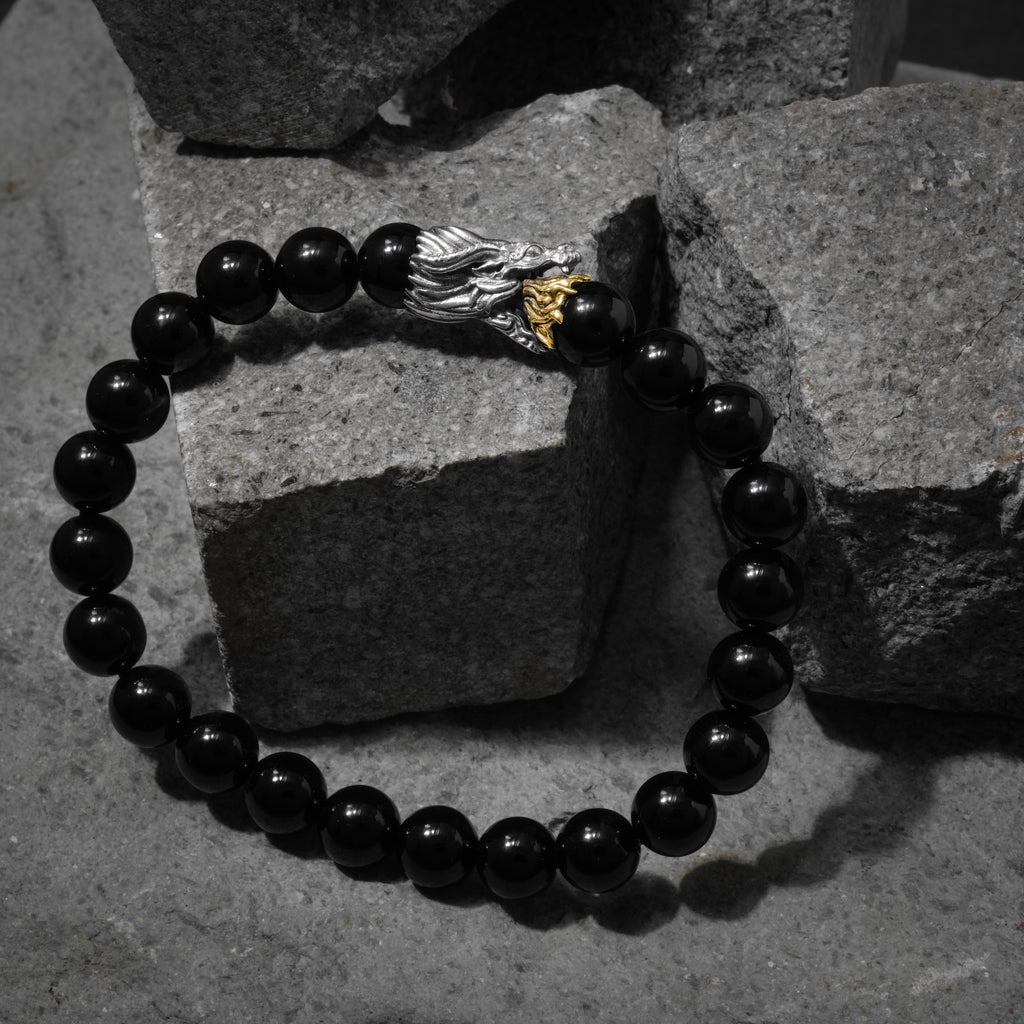 925 Sterling Silver Dragon Collection Silver Bead Bracelet