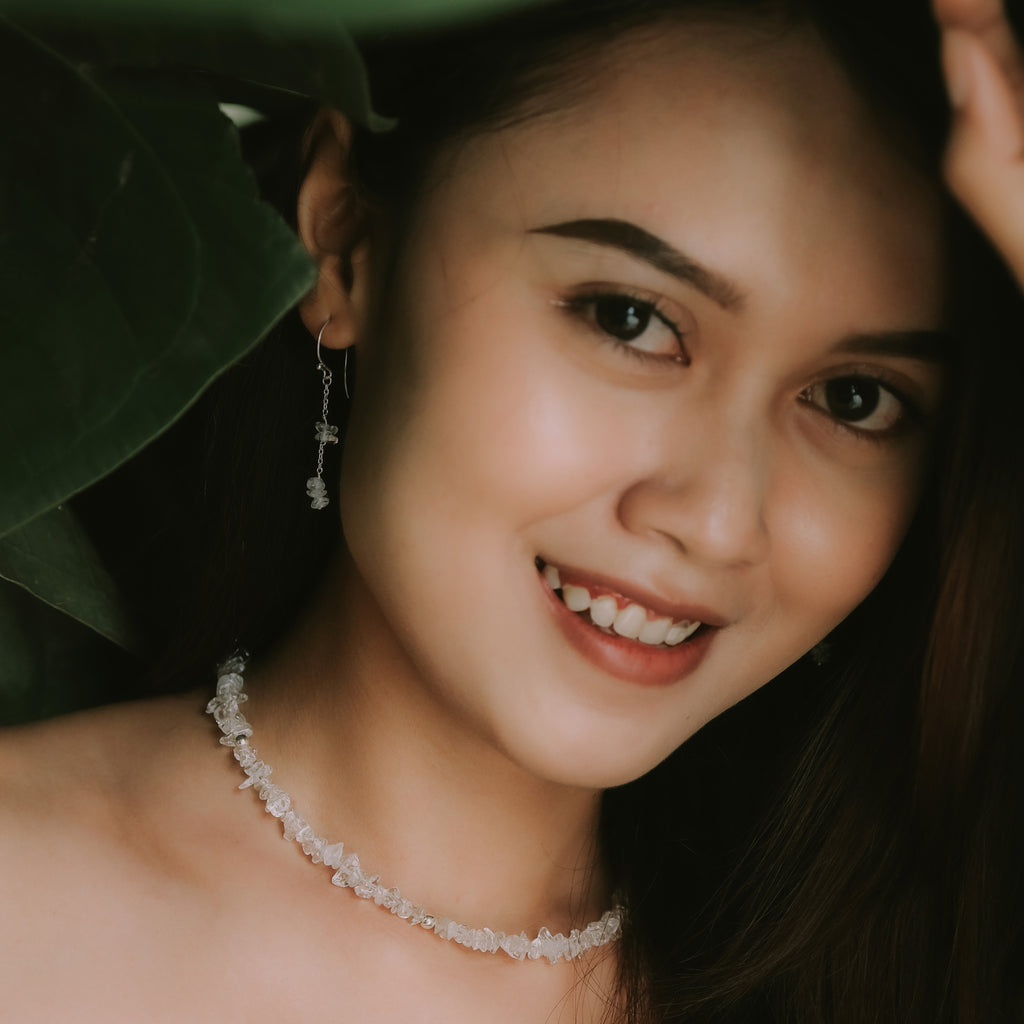 Aura Collection Choker Necklace 925 Sterling Silver Clear Quartz